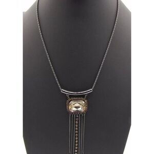 LOGO Lori Goldstein Large Topaz Black Chain Pendant Necklace 25 inch